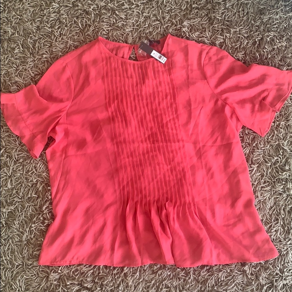 Pink (“honeysuckle”) pleated blouse